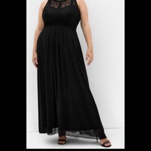 City Chic Elegant Black Lace Maxi Dress